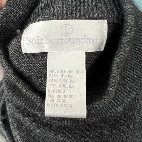 Soft Surroundings Mock Neck Sweater with Lace Detail Size M/L Dark Gray Black - Picture 6 of 8